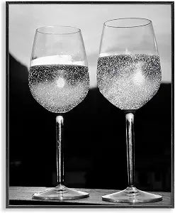 Champagne Glasses Glam Monochrome, 16 x 20 Inch Framed Gicle Print