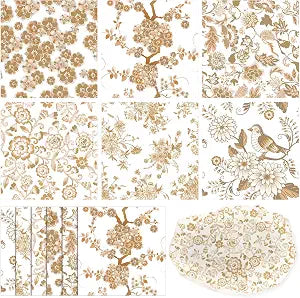 Epakh 36 Pack 6 Style Orange Decoupage Chinoiserie Napkins, 13 inch