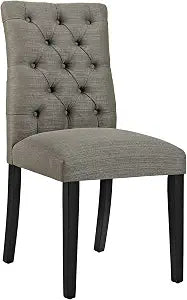 Modway MO- Duchess Modern Tufted Button Upholstered Fabric Parsons, Dining Chair, Granite