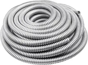 1 Inch 25 FT Flexible Reduced Wall Electrical Conduit, Iron Galvanized Cable Sleeve Tube for Home Low Voltage Cable Management, Wiring and Protection