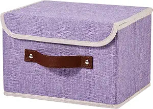 Storage Bins Box with Lids Decorative Cotton Linen Fabric Baskets
