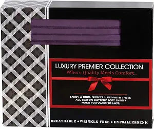 Elegant Comfort Luxurious Microfiber Gift Box 4-Piece Bedding Sheet Set, Breathable, Soft 1500 Premium Hotel Quality, Deep Pocket and Easy Fit, Queen, Eggplant-Purple