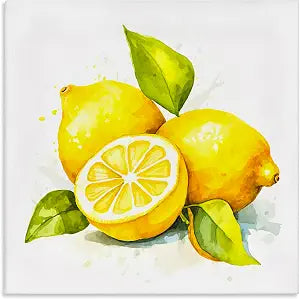 Lemon Harvest Fruit Still Life, 24 x 24 Inch Canvas Wall Art