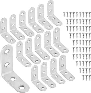 Stainless Steel L Brackets 404016X2mm Right Angle Corner Brace with Screws, 90 Degree Small Metal Shelf Brackets for Wood, Furniture, Cabinet, DIY Reinforcement (20 Pack)