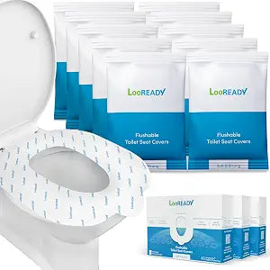 Toilet Seat Covers Disposable Flushable - Regular Size (16x19) - Travel Size Individually Wrapped, Soft & Strong, Pocket Size for Public Restrooms at the Office, for Commuters or Holiday (30 Pack)