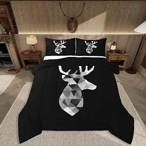 jejeloiu Cute Deer Bedding Set for Boys Girls Comforter Set Queen Size Wild