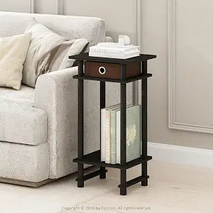 Furinno Turn-N-Tube Toolless 3-Tier Compact Side Table, Black Espresso