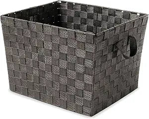 Whitmor Large Storage Basket with Metal Frame & Handle, 15x13x10" Espresso