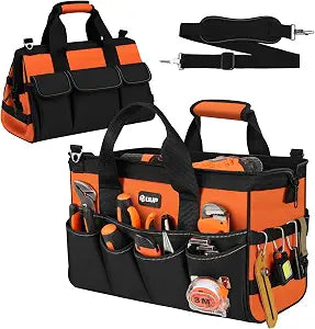 UUP 15" Heavy Duty Tool Bag, 16-Pocket Tool Box Organizer Orange