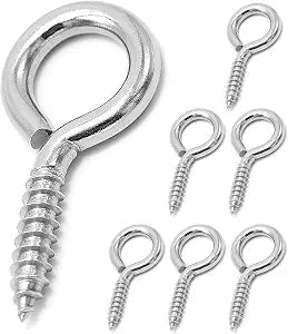 6 Pcs M6 304 Stainless Steel Screw Eye Hooks, 2-1/2 Inches Eyes Screw Hooks,Heavy Duty Screw Eye Bolt,Load Bearing 200LB,Indoor & Outdoor Use
