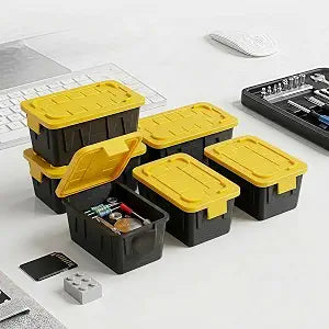 Mini Storage Bins with Lids, 3.42"x2"x1.33" 6-Pack 1.1:1 Heavy Duty Workshop Replica Organizer, Stackable Dustproof PLA Containers for Screws SD Cards LEGO Parts Office Desk Hobby Storage