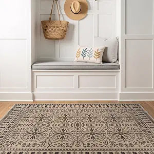 Rugshop Traditional Folk Floral Power Loomed Indoor Area Rug Cream 3'3"x5'