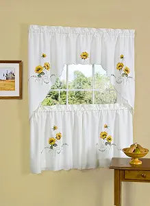 ACHIM Embellished Tier and Swag Curtain Set, 58 x 36 in, Light Filtering
