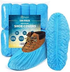 squish Shoe Covers Disposable Non Slip, Thick Extra Disposable Boot Covers Slip Proof Shoe Cover for Indoors Outdoors Recyclable Durable Protector Covers Fits Virtually Most Shoes 100 Pack(50 pairs)