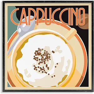 Vintage Cappuccino Drink Kitchen, 17 x 17 Inch Framed Gicle Print
