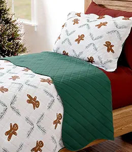 CGK Quilt Set Twin/TXL Size - Christmas Quilts - Gingerbread Cookie 68 x 86