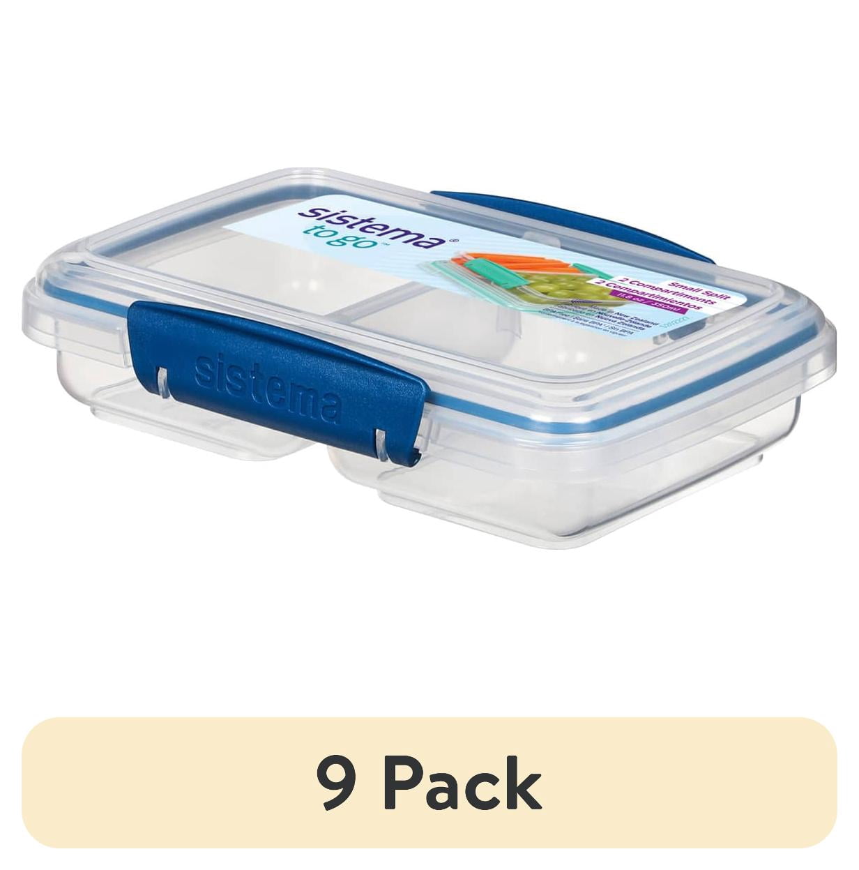(9 pack) Sistema Contenedor de Almacenamiento de Alimentos Pequeño de 1.4 Tazas Dividido para Llevar, Azul