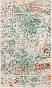 SAFAVIEH Madison Collection Area Rug - 3' x 5', Green & Rust, Modern Abstract Design, Non-Shedding & Easy Care, Ideal for High Traffic Areas in Living Room, Bedroom, Dining (MAD478Y-3)
