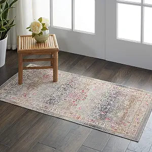 Nourison Home Vintage Kashan Vintage Grey 2' x 4' Area Rug, Easy Cleaning, Non Shedding, Bed Room, Living Room, Dining Room, Kitchen (2x4)