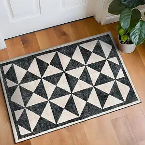 Rugshop Non-Slip Washable Geometric Living Room Area Rug Cream 2' x 3'