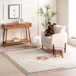 nuLOOM Cecelia Graphic 3x5 Accent Rug for Living Room Bedroom Dining Room Nursery Entryway Kitchen, Brick/Off-White
