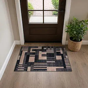 Rugshop Color Block Machine Washable Non-Slip Area Rug, 2'x3' Black