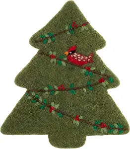 Karma, Felt Holiday Trivet, Chirstmas Heat-Resistant Kitchen Pad, Soft Sturdy Surface Protector for Hot Pots and Pans, Christmas Tree