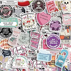 150 PCS Romance Book Stickers for Kindle Waterproof Holographic Glitter Vinyl Bookish Stickers for iPad, Laptop, Journal, Water Bottle, Scrapbook Booktok Aesthetic Gifts for Adult Book Lovers