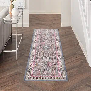 Nourison Home Vintage Kashan Vintage Grey/Multi 2' x 6' Area -rug, Easy Clean, Non Shedding, Bed Room, Living Room, Dining Room, Kitchen (2x6)