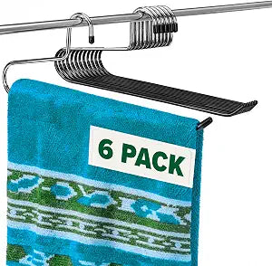Blanket Hangers Set of 6 Heavy Duty Stainless Steel Hanger with Black Vinyl Nonslip Coating - Great for Closet Storage of Quilts, Comforters, Bedding, Table Cloths, Towels, Rugs and Sleeping Bags