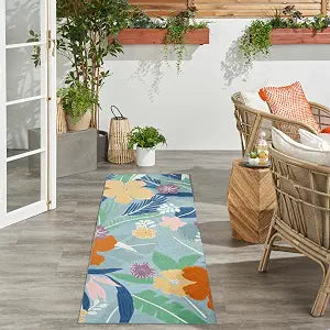 Nourison Home Suncoast Blue Multicolor 2' x 6' Area Rug - Easy Clean, Non Shedding, Bed Room, Living Room, Dining Room, Kitchen (6' Runner)