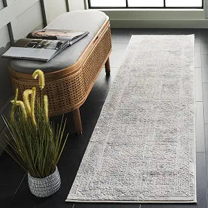 SAFAVIEH Hanna Collection Runner Rug - 2' x 8', Ivory & Light Grey, Non-Shedding & Easy Care, Ideal for High Traffic Areas in Living Room, Bedroom, Dining (HAN101A-28)