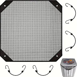 36" Universal Heat Pump Cover, Heavy-Duty Mesh AC Condenser Fan Cover with Bold Rope and Windproof Hooks, All-Season AC Outside Units Screen protective mesh