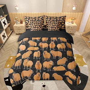 Feelyou Capybara Comforter Set with Sheets 7 Piece Full Size