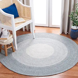 SAFAVIEH Braided Round Rug 3', Grey & Ivory BRD802A