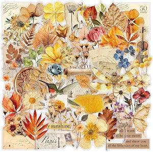 50PCS Transparent Flora Scrapbook Stickers, Flower-G