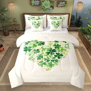 Feelyou St Patricks Day Shamrock Comforter Set with Sheets 7 Piece Twin