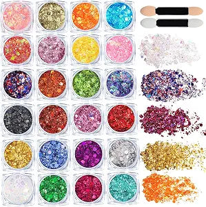 Teenitor 24 Colors Body Glitter Face Glitter Gel Set,5g*24 Hair Glitter Gel