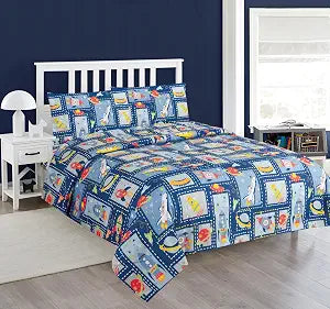 Comfy Deal Hight Thread Count Super Soft Microfiber Kid Breathable Bed Sheet Set with Pillowcase, Flat and Fitted Sheet (Twin, Spaceship & Planet)