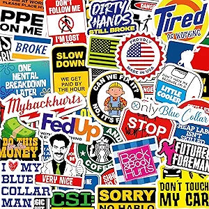 200 PCS Hard Hat Stickers for Adults (No Duplicates) Sarcastic, Meme, & Funny Stickers for Water Bottles, Toolbox, Helmet, & Hard Hat Accessories Ideal for All Blue Collar Workers
