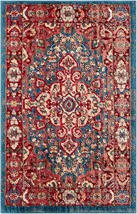 SAFAVIEH Kashan Collection Area Rug - 2'6" x 4', Blue & Red, Traditional Oriental Design, Non-Shedding & Easy Care, Ideal for High Traffic Areas in Living Room, Bedroom, Dining (KSN305A-24)