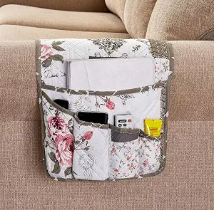 Brilliant Sunshine Pink Rose & Grey Toile Couch Armrest Cover, 35"13"