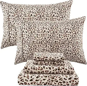 Leopard Sheets Queen, Microfiber Cheetah Sheets, Brown