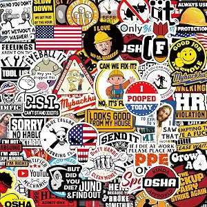 112PCS Funny Hard Hat Stickers for Adults - Waterproof Vinyl for Welding Helmet, Tool Box, Electrician, Mechanic Tools - Blue Collar Gifts for Men, Mechanic, Co-Workers