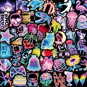 50Pcs Cute Neon Water Bottle Stickers for Adults