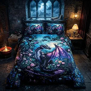 Feelyou Dragon Comforter Set Twin Size Comforter for Boys Girls Teens Wild Life Bedding Set Jungle Dragon Duvet Set Room Decor Balck Blue Quilt Set