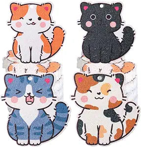 Reallnaive 8 Pcs Christmas Sponges Dish Scrubber, Cute Kitchen Scrub Dual Sided Dishwashing Sponge Reusable Cleaning for Kitchen Dishes Furniture (Cat)
