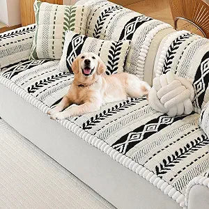 Couch Cover for Dogs, Washable Non-Slip Boho Geometric Pet Sofa Protector, Soft Sofa Slipcovers Cushion Protector for Dogs and Cats. (Black, 27.6" x 59.06" x 1.5")