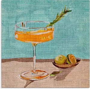 Bright Cocktail Glass Plaid, 24 x 24 Inch Canvas Wall Art