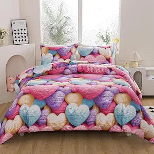 Caressma 5D Heart Comforter Set Queen Size 3psc with Pillowshams